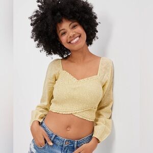 American Eagle Lime Smocked Women's Top